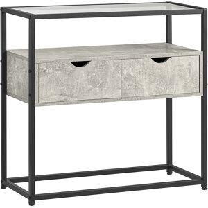 SoBuy Table console effet bois gris avec 2 tiroirs