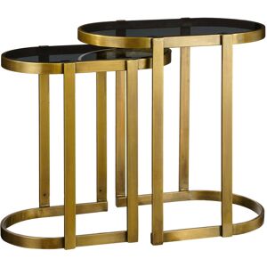 Mica Decorations Lot de 2 tables gigognes en metal dóre H56