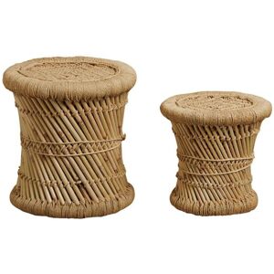 Aubry Gaspard Tabourets en roseau (lot de 2) motif naturel