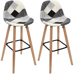 The Home Deco Factory Set de 2 tabourets de bar patchwork gris