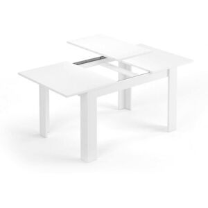 Dmora Table extensible effet bois 140/190x90 cm blanc brillant