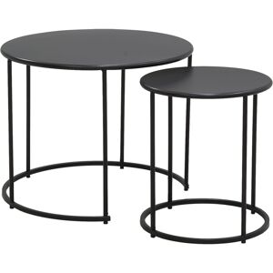 Aubry Gaspard Tables basses en metal teinte noir (lot de 2)