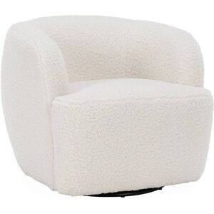 sweeek Fauteuil cosy rond pivotant en bouclette creme