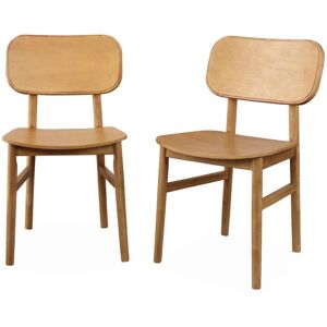 sweeek Lot de 2 chaises en bois d'hevea, forme courbee