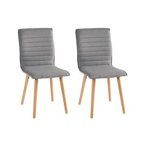 Hellin Lot de 2 chaises en tissu gris et en chene huile massif