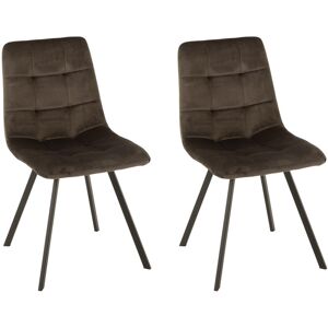 Hellin Lot de 2 chaise en velours peau de peche et en metal noir ( lot de 2)