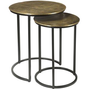 Moloo JAIPUR-Set de 2 Tables basses gigognes en metal Laiton dore et noir