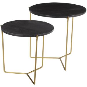 Moloo JULIA-Set de 2 Tables basses rondes gigognes, manguier noir et laiton