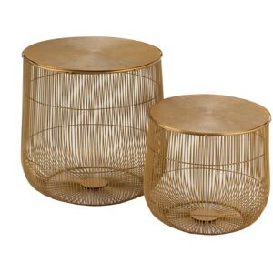 Hellin Tables basses rondes gigognes panier en metal dore