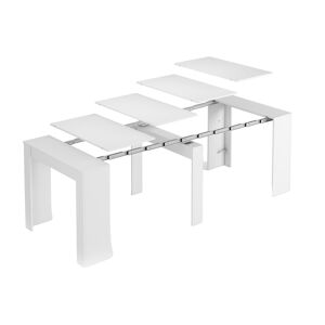 Dmora Table extensible effet bois 51/237x90 cm blanc brillant