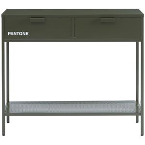 Drawer Console 2 tiroirs en metal PANTONE L100cm vert kaki