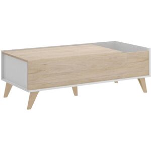 Dmora Table basse effet chene et bois blanc