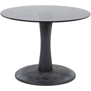 By-Boo Table d'appoint ronde en verre et bois de manguier D55cm noir