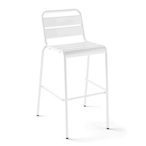 Oviala Chaise de bar haute en metal blanc