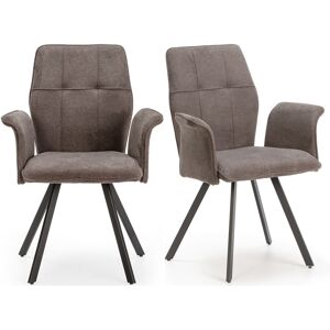 Homifab Lot de 2 fauteuils de table en tissu gris fonce