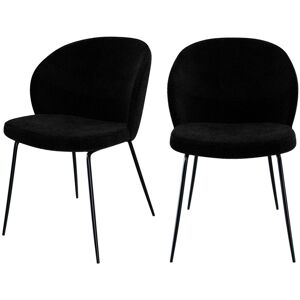 Rendez-Vous Deco Chaise en tissu boucle noir et pieds en metal (lot de 2)