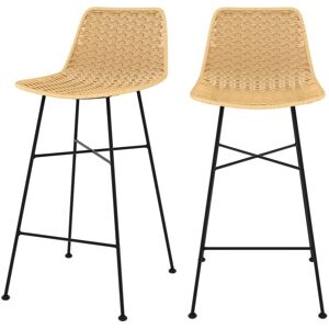 Rendez-Vous Deco Chaise pour îlot central 65,5 cm en rotin naturel (lot de 2)