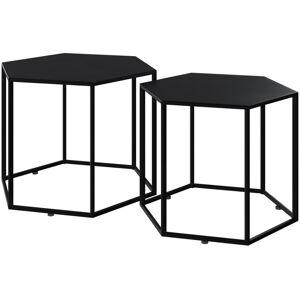 Rendez-Vous Deco Tables basses hexagonales noires en metal (lot de 2)