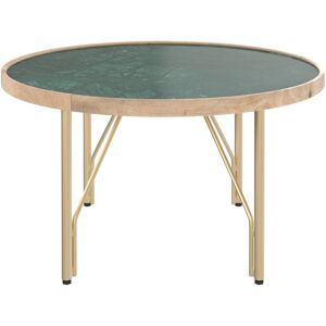 Rendez-Vous Deco Table basse ronde en marbre vert Indien, bois et metal D85 cm