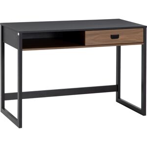 Homcom Bureau style industriel casier tiroir coulissant noir aspect noyer