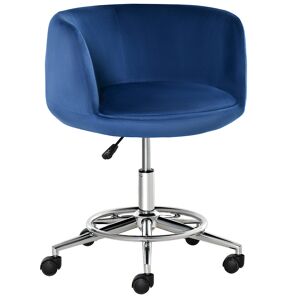 Vinsetto Chaise de bureau ergonomique reglable acier chrome velours bleu roi