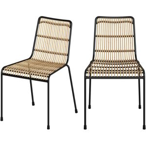 Rendez-Vous Deco Chaise en rotin et structure en metal noir (lot de 2)