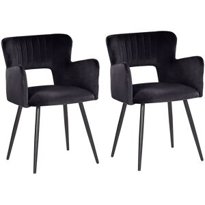 Beliani Lot de 2 chaises de salle a manger en velours noir