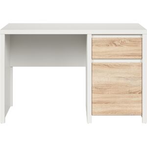 Petits meubles Bureau 1 porte 1 tiroir panneaux agglomeres naturel et blanc