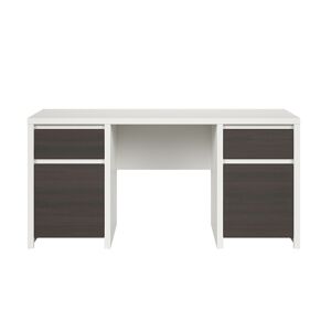 Petits meubles Bureau 2 portes 2 tiroirs panneaux agglomeres blanc et naturel fonce