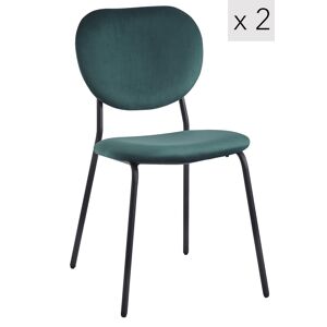Nordlys Lot de 2 chaises scandinaves en metal et velours vert