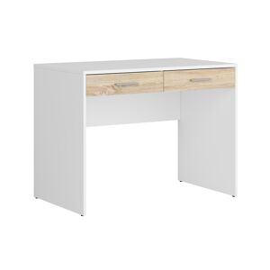 Petits meubles Bureau 2 tiroirs stratifies naturel et blanc