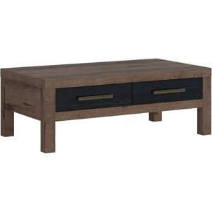 Petits meubles Table basse 2 tiroirs panneaux agglomeres naturel et noir