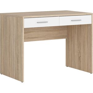 Petits meubles Bureau 2 tiroirs stratifies naturel et blanc