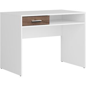 Petits meubles Bureau 1 tiroir stratifies naturel fonce et blanc