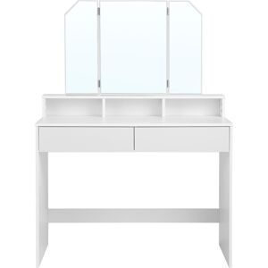 VASAGLE Coiffeuse effet bois placage melamine blanc