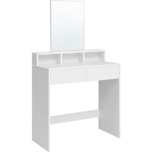 VASAGLE Coiffeuse avec grand miroir effet bois blanc