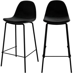 Rendez-Vous Deco Chaise pour îlot central 65 cm en velours noir (lot de 2)