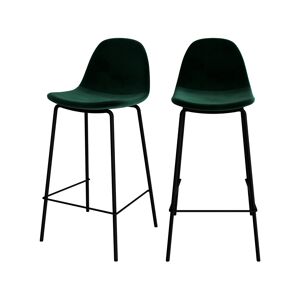 Rendez-Vous Deco Chaise pour îlot central 65 cm en velours vert fonce (lot de 2)