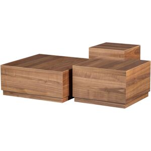 WOOOD Lot de 3 tables basses en bois fonce