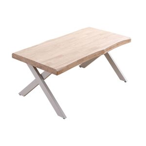 Mathi Design Table basse rehaussable bois et acier blanc L120