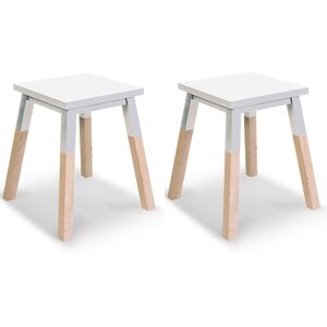 MON PETIT MEUBLE FRANCAIS 2 tabourets laques en frene, assise 35 cm