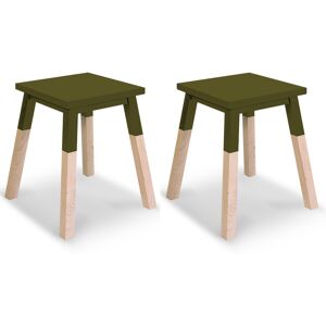 MON PETIT MEUBLE FRANCAIS 2 tabourets laques en frene, assise 35 cm