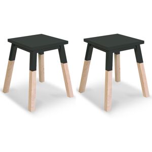 MON PETIT MEUBLE FRANCAIS 2 tabourets laques en frene, assise 35 cm