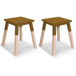 MON PETIT MEUBLE FRANCAIS 2 tabourets laques en frene, assise 35 cm