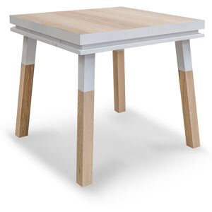 MON PETIT MEUBLE FRANCAIS Table de cuisine carree avec tiroir 80 cm, 100% frene massif