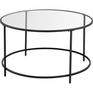 VASAGLE Table basse salon meuble de salon cadre en acier en verre noir