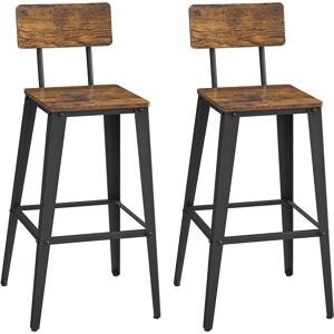 VASAGLE Tabourets bar industriel lot de 2 effet bois marron rustique et noir