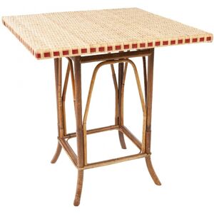 Kok Maison Table-gueridon en rotin beige et lisere rouge