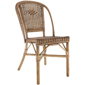 Kok Maison chaise patinee en rotin marron