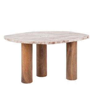 Leitmotiv Table d'appoint de forme organique en bois et marbre brun